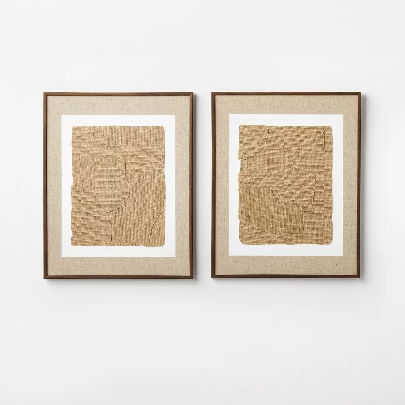 (Set of 2) 16" x 20" Jute Framed Wall Canvases Walnut - Threshold™ designed with St... | Target