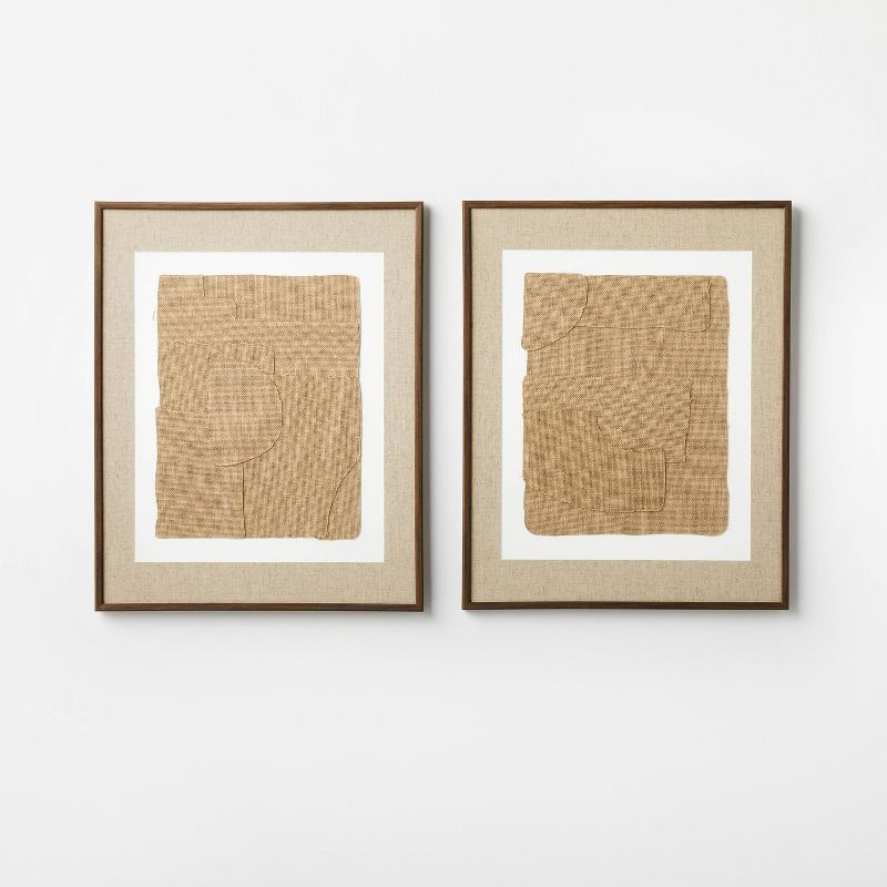 (Set of 2) 16&#34; x 20&#34; Jute Framed Wall Canvases Walnut - Threshold&#8482; designed with St... | Target