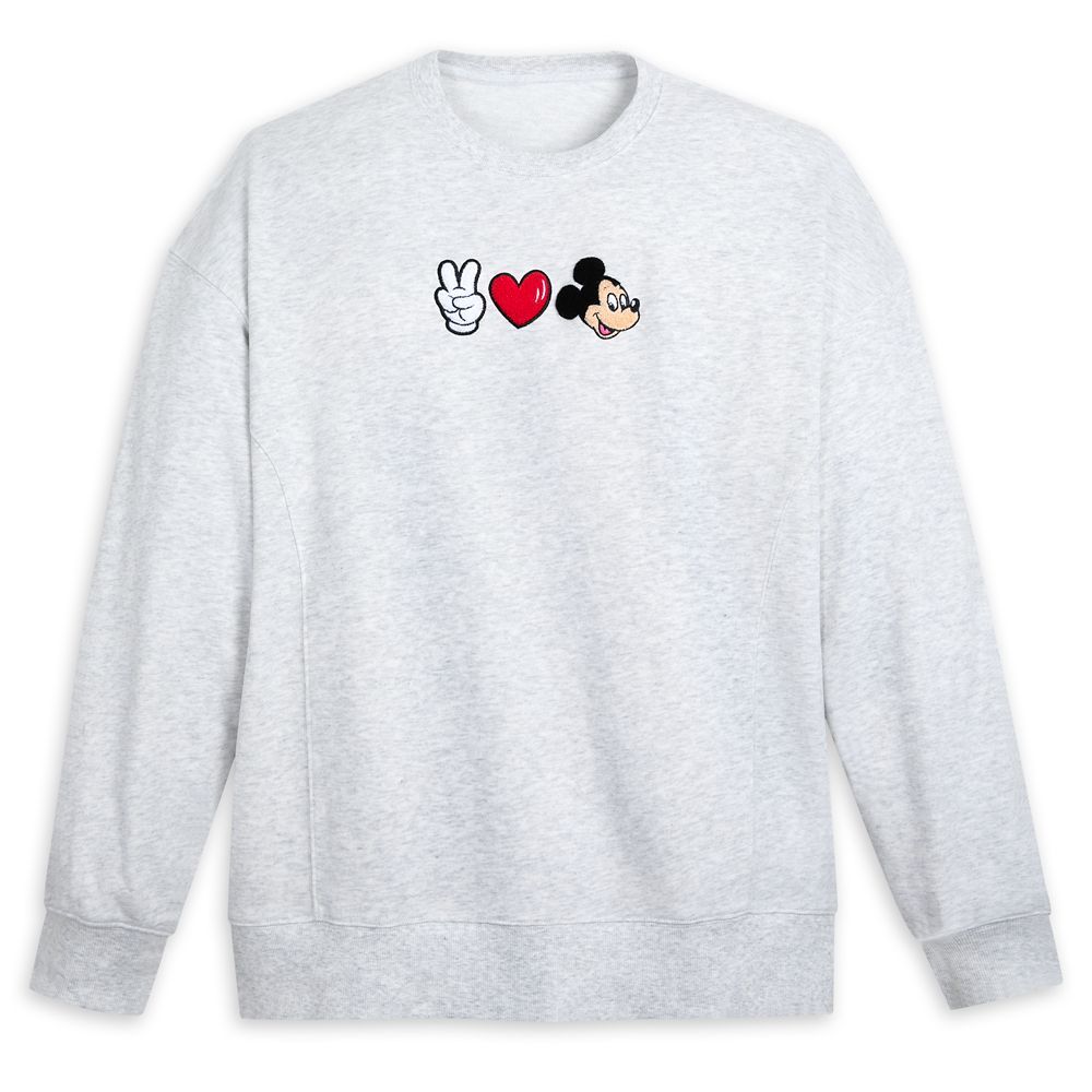 Mickey Mouse ''Peace, Love, Mickey'' Pullover Sweatshirt for Women | Disney Store