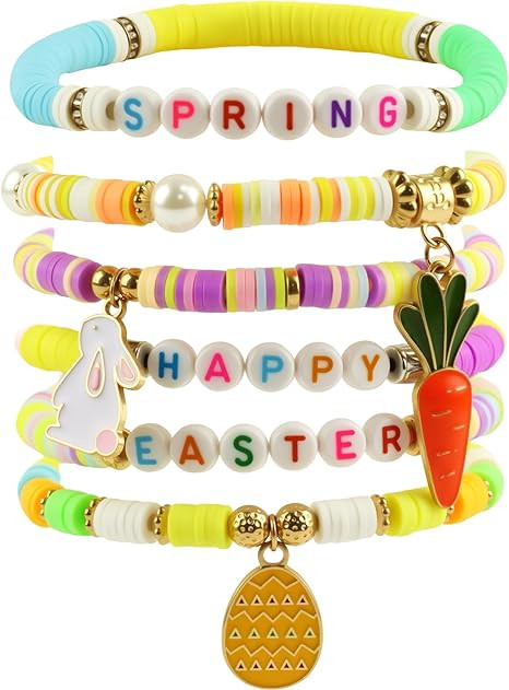 OHOME Easter Basket Stuffers for Teens - 6 Pack Bracelets for Women -Bunny Egg Gifts for Adults K... | Amazon (US)