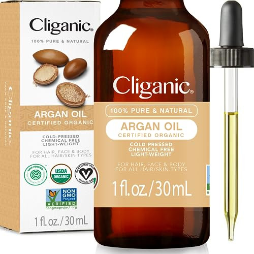 Cliganic Organic Argan Oil for Hair, Face & Skin (1oz) - 100% Pure, Cold Pressed | Amazon (US)