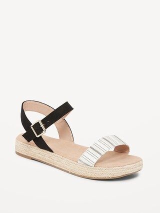 Striped Canvas Platform Sandals for Women | Old Navy (US)