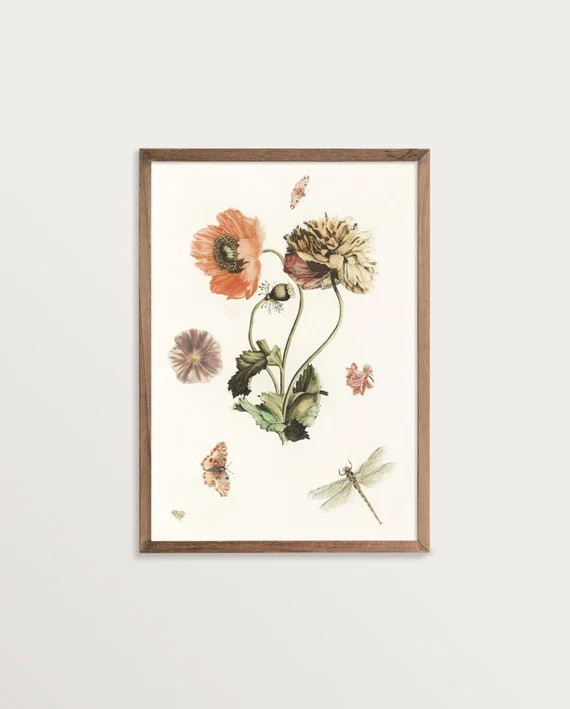 Floral Still Life Print Cottagecore Decor Antique Floral - Etsy | Etsy (US)