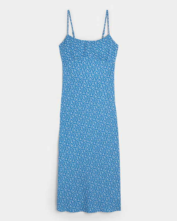 Crepe Open Back Midi Slip Dress | Hollister (US)
