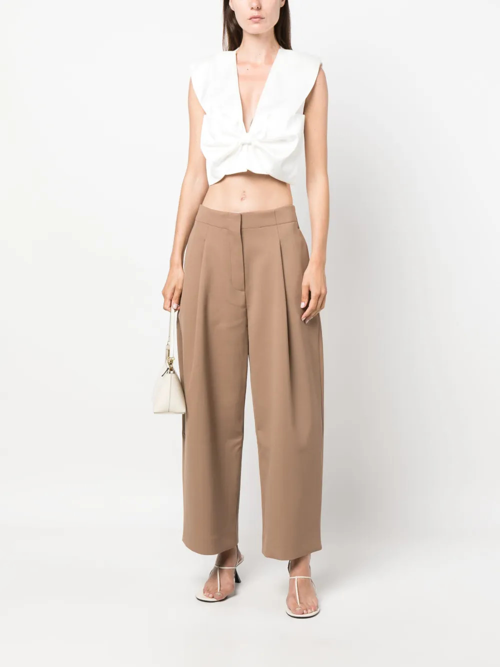 oversized bow-detail cropped top | Farfetch Global