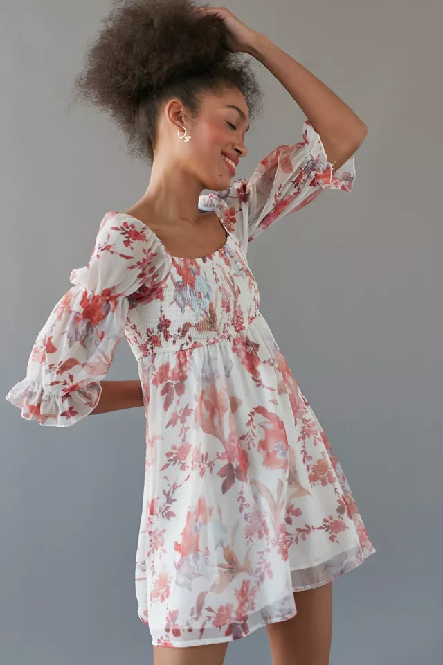 Kiss The Sky Babydoll Mini Dress | Urban Outfitters (US and RoW)