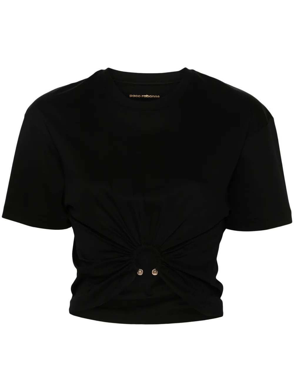 Rabanne ring-embellished T-shirt | Black | FARFETCH | Farfetch Global