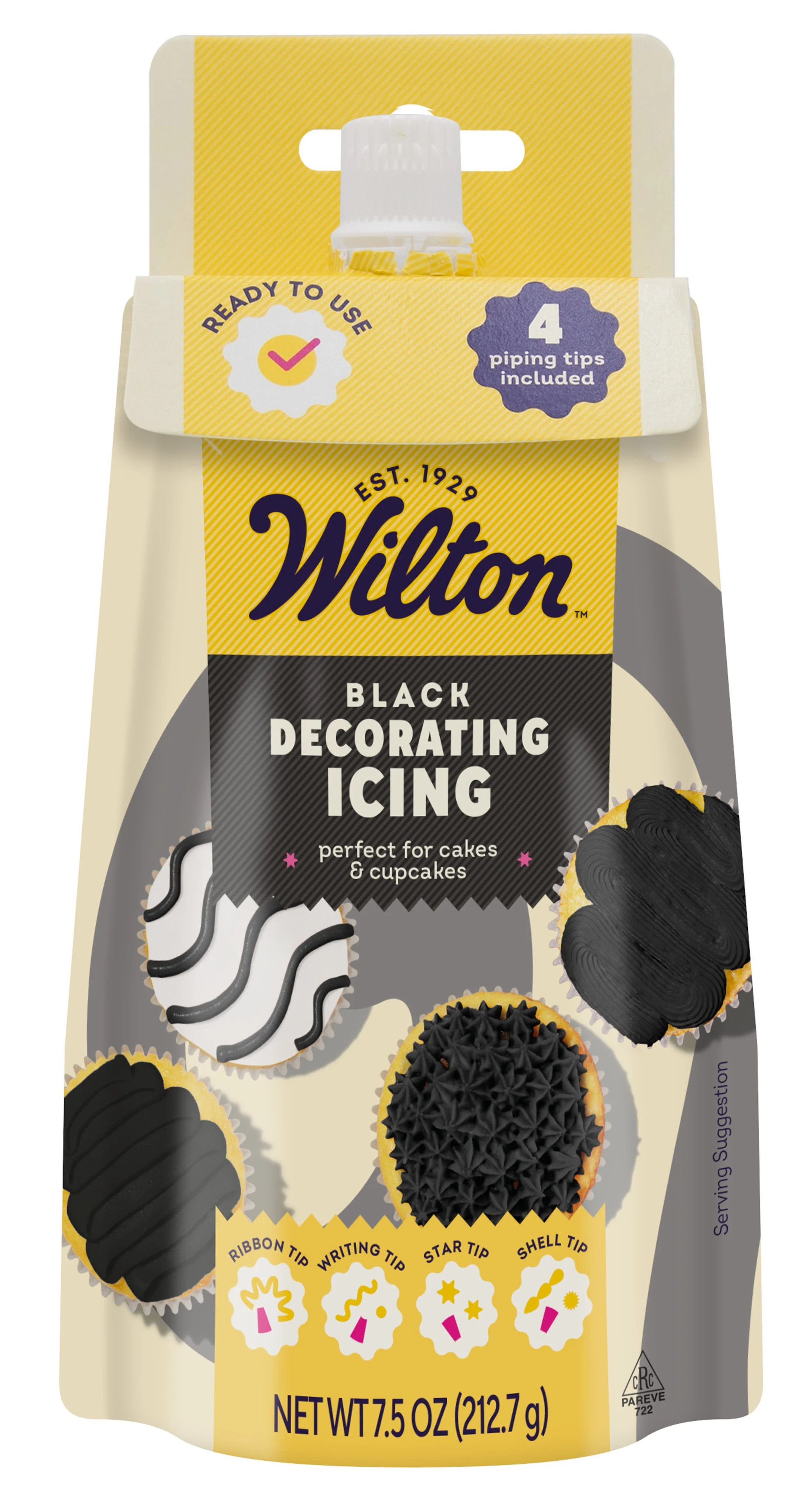 Wilton Black Decorating Icing Pouch & 4 Piping Tips Vanilla-Flavored Medium Consistency 7.5 oz. | Walmart (US)