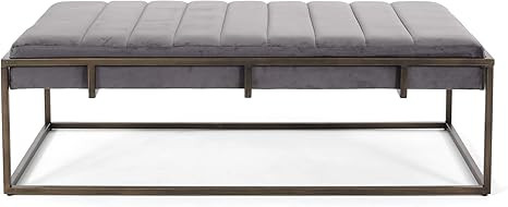 Great Deal Furniture Vassy Glam Velvet Ottoman Bench, Gray | Amazon (US)