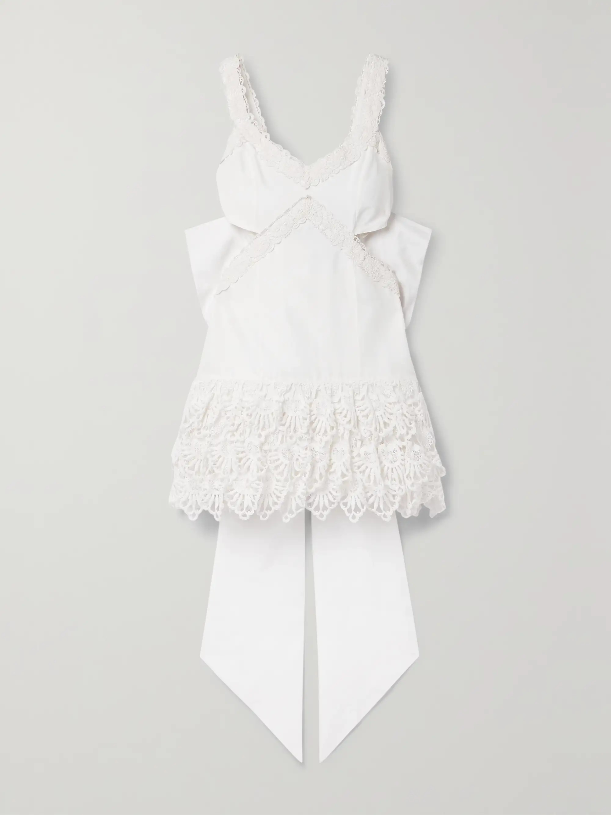Anjanue bow-detailed cutout crochet-trimmed cotton mini dress | NET-A-PORTER (US)