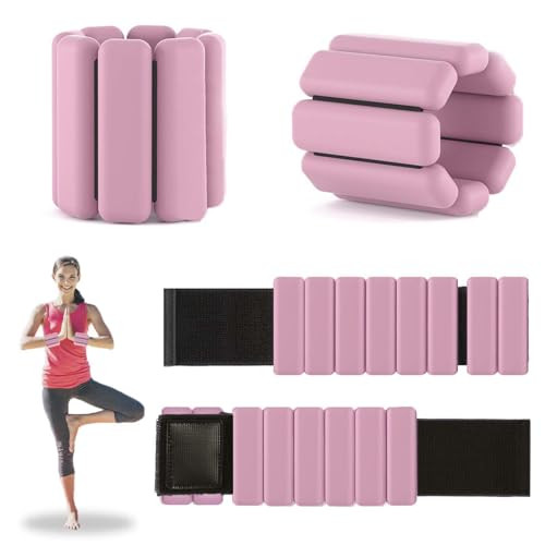 Adjustable Wrist & Ankle Weights for Women and Men, Workout Weights Set of 2 (1Lb Each), Wearable Bracelets for Exercise, Yoga, Walking, Running, Dance, Pilates, Cardio, Aerobics, Home Gym - Pink | Amazon (US)