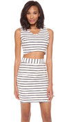 Click for more info about Joa Striped Crop Top - Ivory/Navy