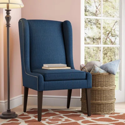 Andover 26.25" W Polyester Wingback Chair Three Posts™ Fabric: Navy | Wayfair North America