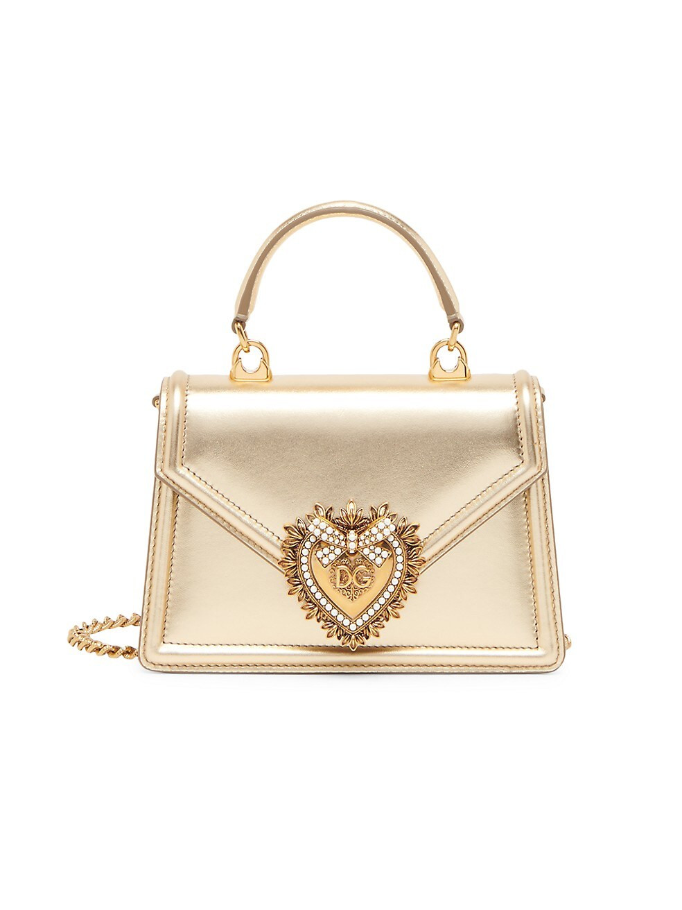 DOLCE&GABBANA Devotion Metallic Leather Top Handle Bag | Saks Fifth Avenue