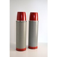 Vintage Red Gray Striped Matching Montgomery Ward Thermos Lot Of 2 | Etsy (US)