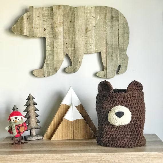 Brown Bear Basket  Crochet Basket Nursery Decor  ClaraLoo | Etsy | Etsy (US)