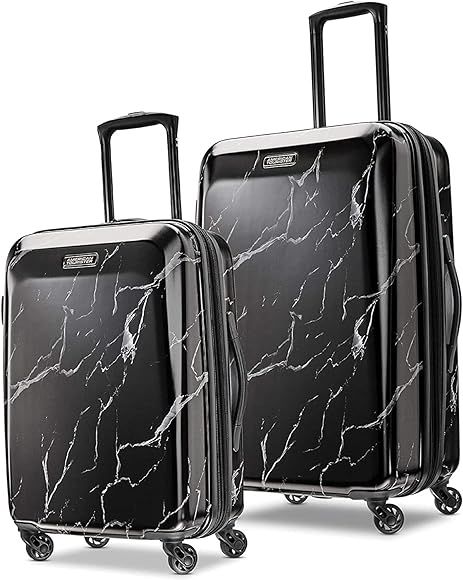 American Tourister Moonlight Hardside Expandable Luggage with Spinner Wheels, Black Marble, 2-Pie... | Amazon (US)