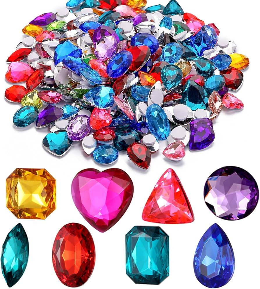 RICHNESS 110pcs Self Adhesive Craft Jewels Jumbo Bling Crystal Gem Stickers Assorted Shapes Color... | Amazon (US)