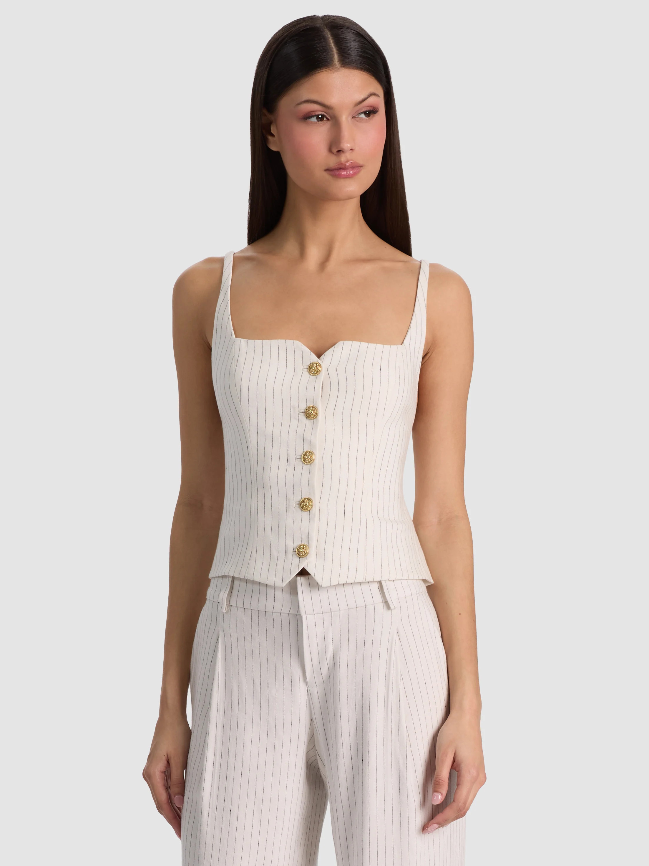 alice + olivia KELCEY LINEN VEST | Alice + Olivia
