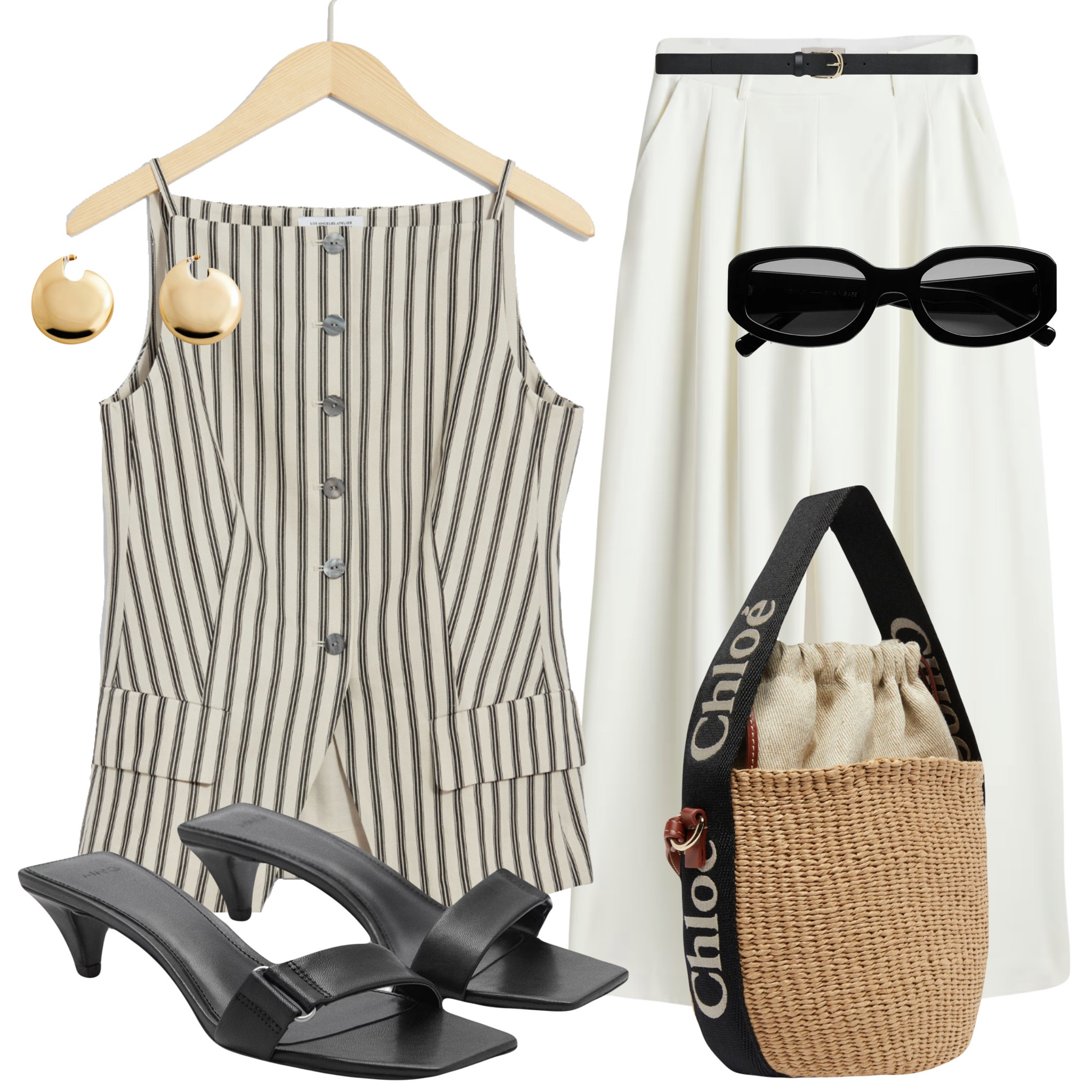 Every summer wardrobe needs a longline waistcoat. Much better if it’s a striped one 🖤

Tags: Striped longline waistcoat, wide-leg pants, white trousers, linen trousers, Cloe bag, Cloe small woody basket, leather heeled sandals, Vehla sunglasses, easy styling, simple everyday look, chic & basic outfit, verano, effortless, Parisian look, casual outfit, capsule wardrobe, summer style, summer fashion, summer look, summer outfit, brunch style, high street, linen essentials. 

#LTKsummer #LTKbag #LTKstyletip