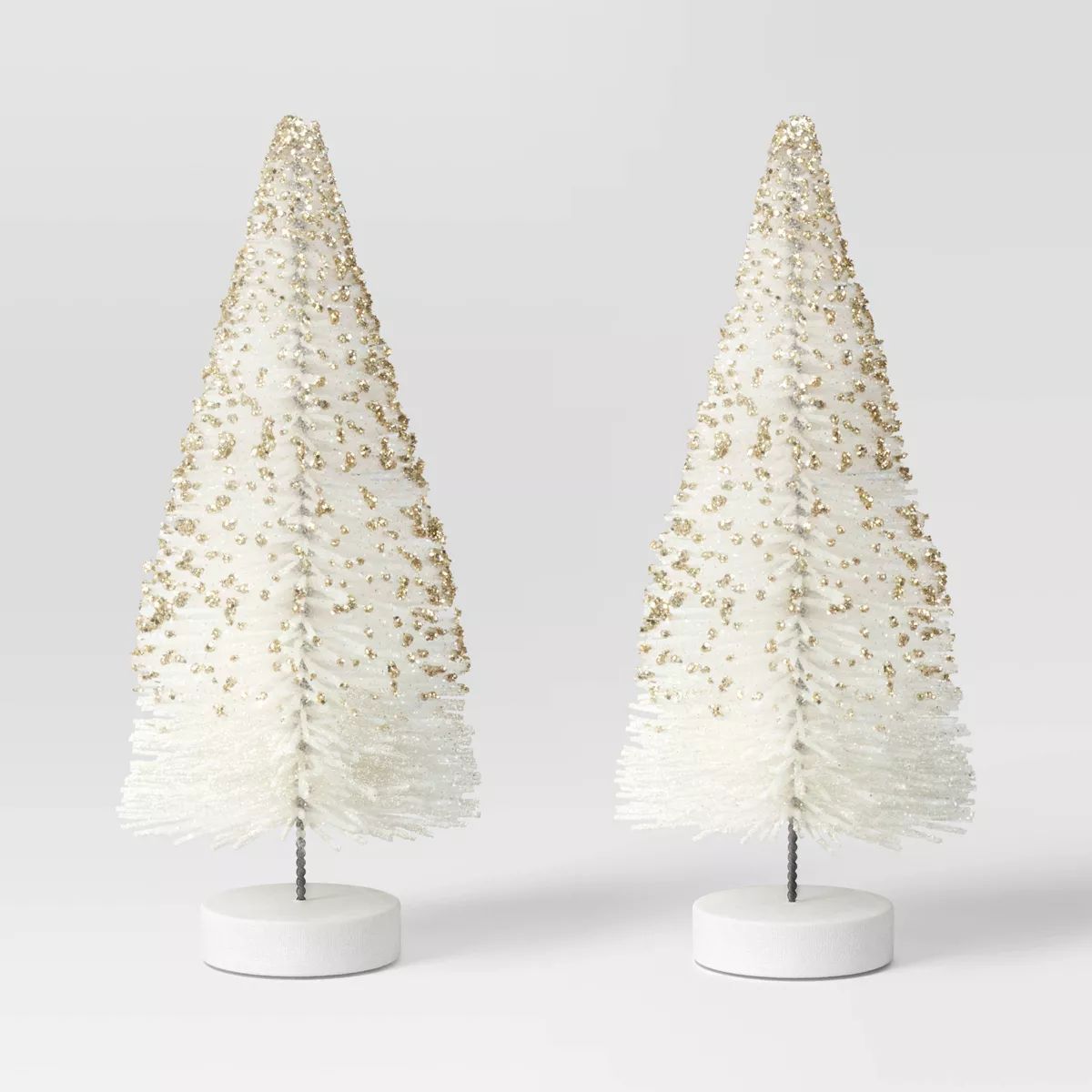 2pc 6" Glittered Sisal Christmas Bottle Brush Tree Set - Wondershop™ White | Target