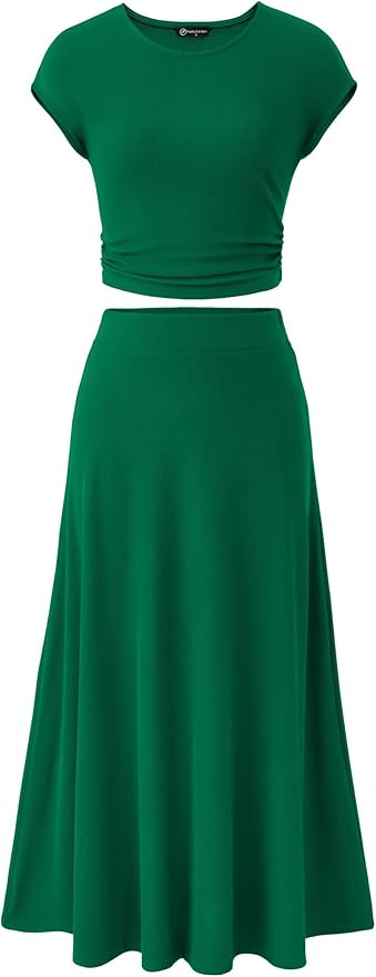 PRETTYGARDEN Two Piece Skirt Set for Women 2026 Summer Spring Dressy Casual Knit Travel Vacation ... | Amazon (US)
