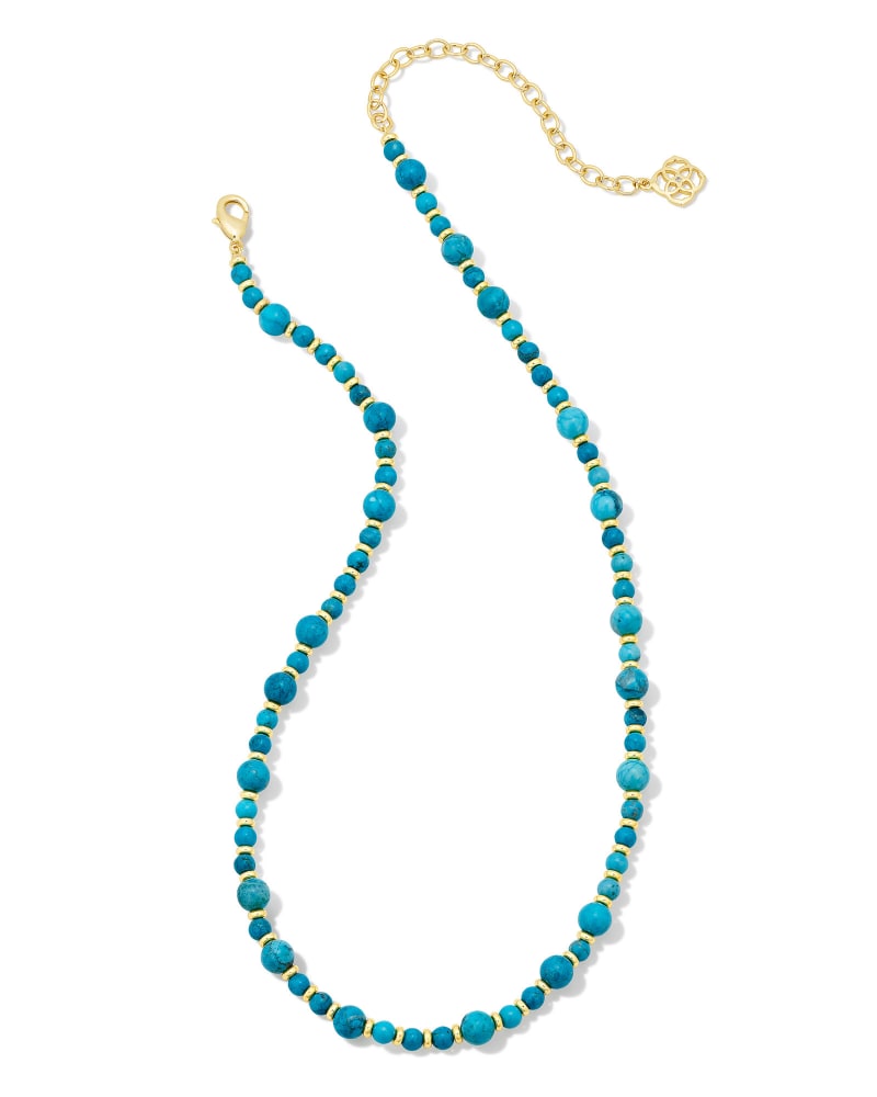 Jovie Gold Beaded Strand Necklace in Variegated Dark Teal Magnesite | Kendra Scott