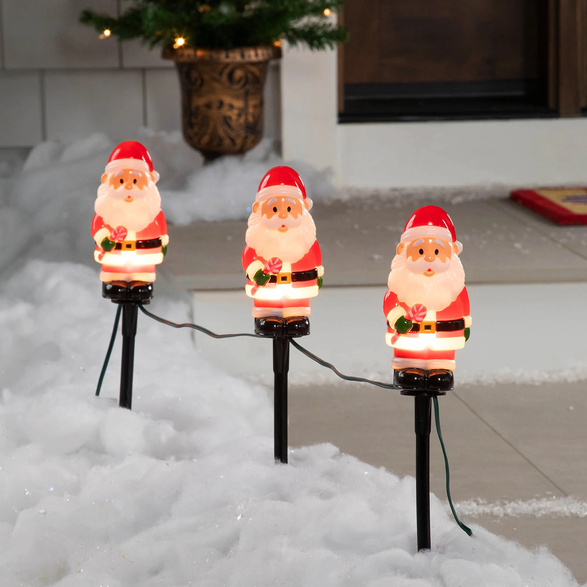 Santa with Candy Cane Outdoor Christmas Pathway Markers - 16.75" - Set of 3 | Wayfair North America