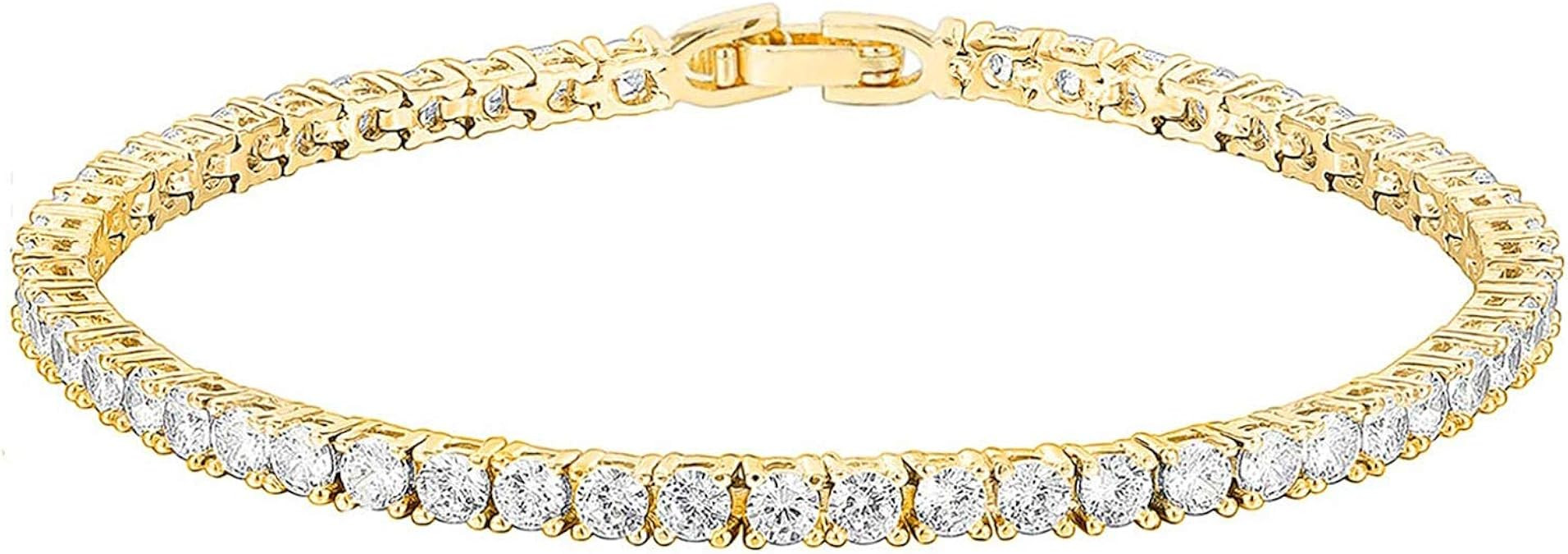PAVOI 14K Gold Plated Cubic Zirconia Classic Tennis Bracelet | Gold Bracelets for Women | Size 6.... | Amazon (US)