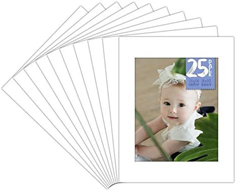 Golden State Art, Acid Free, Pack of 25 11x14 White Picture Mats Mattes with White Core Bevel Cut... | Amazon (US)