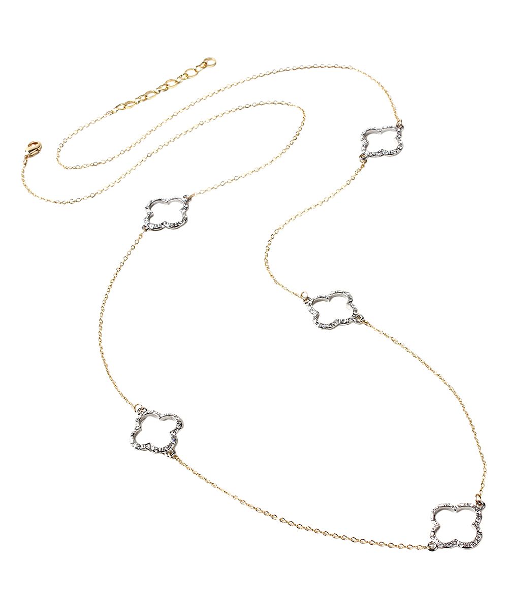 Amrita Singh Women's Necklaces Gold-Silver - Crystal & Two-Tone Open-Clover Station Necklace | Zulily