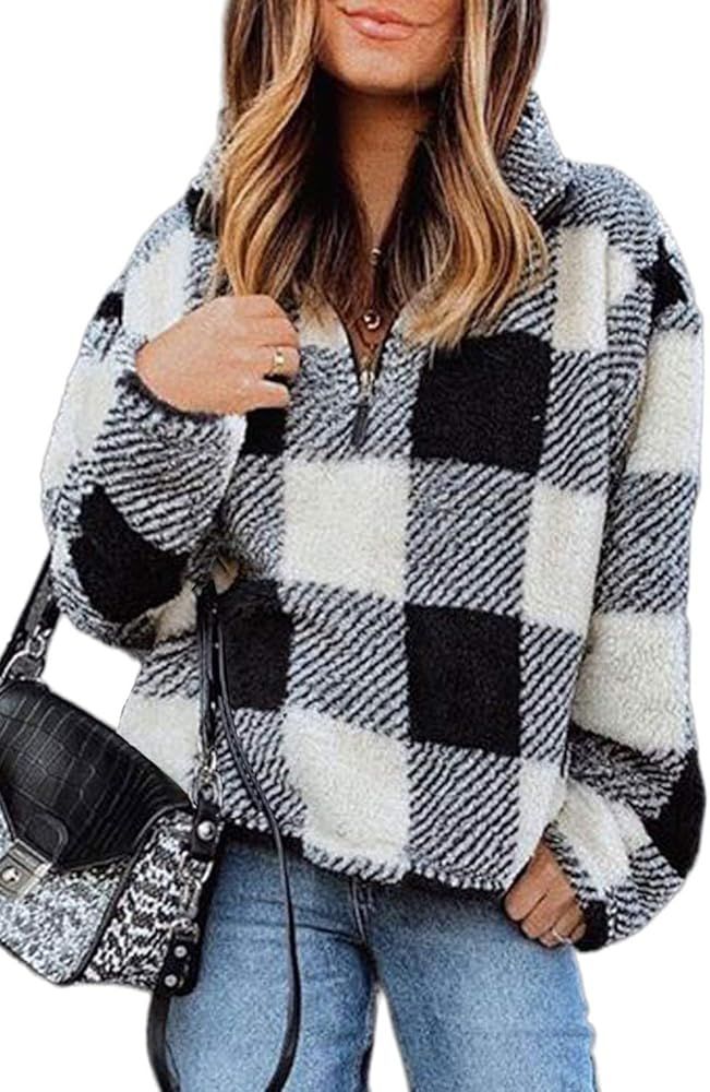 Womens Long Sleeve Zip Fleece Pullover | Amazon (US)