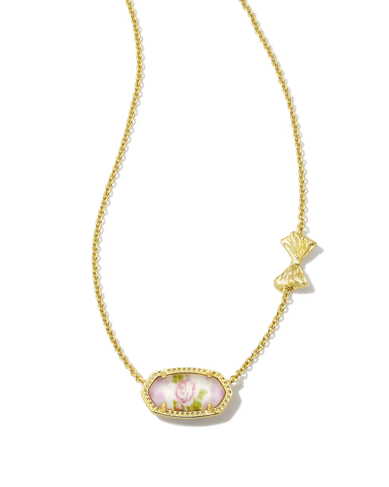 Kendra Scott x LoveShackFancy Gold Elisa Necklace in Marie Pink Blooming Heirloom Illusion | Kendra Scott