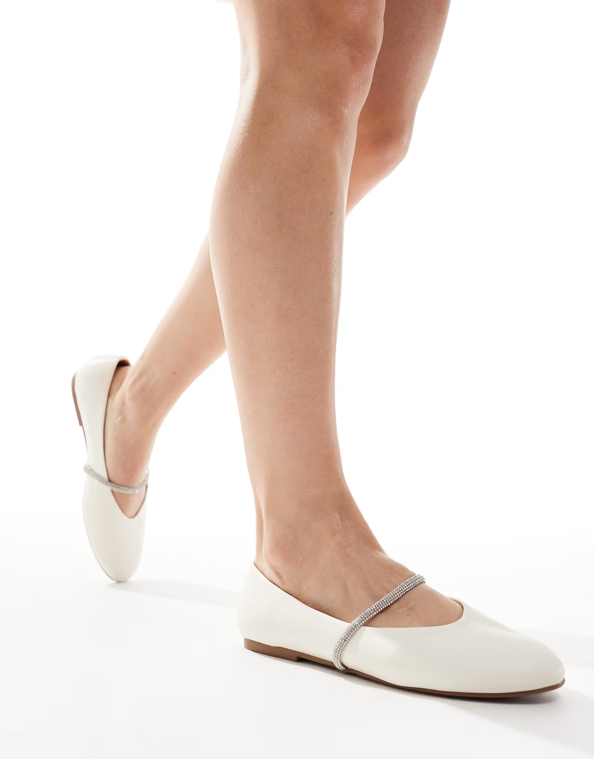 River Island ballet flat with diamante trim in white | ASOS (Global)