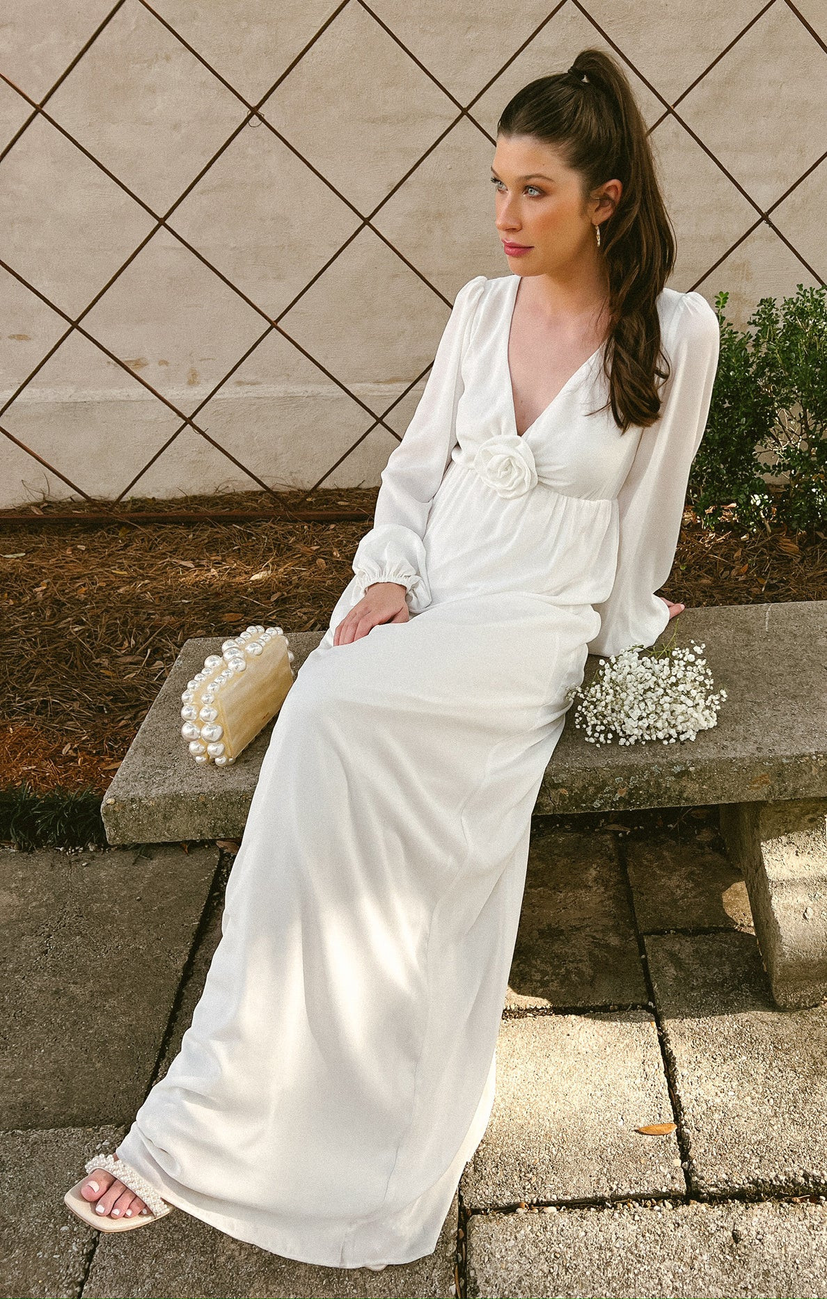 Rosetta Maxi Dress ~ White Silky Crepe | Show Me Your Mumu