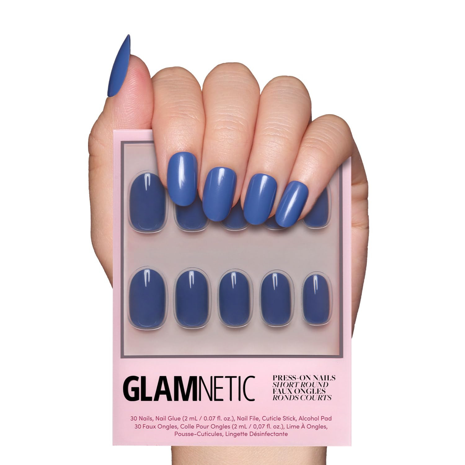 Glamnetic Press On Nails - Regal Blue | Opaque Dark, Moody Blue Short Round False Nails, Reusable... | Amazon (US)
