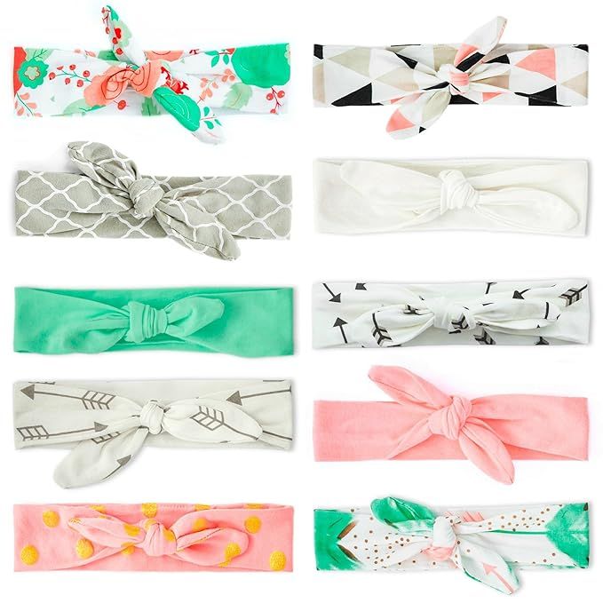 JLIKA Baby Girl Headbands 10 Pack Toddler Cotton Knotted Newborn Headband Headwrap Bows Hair Acce... | Amazon (US)