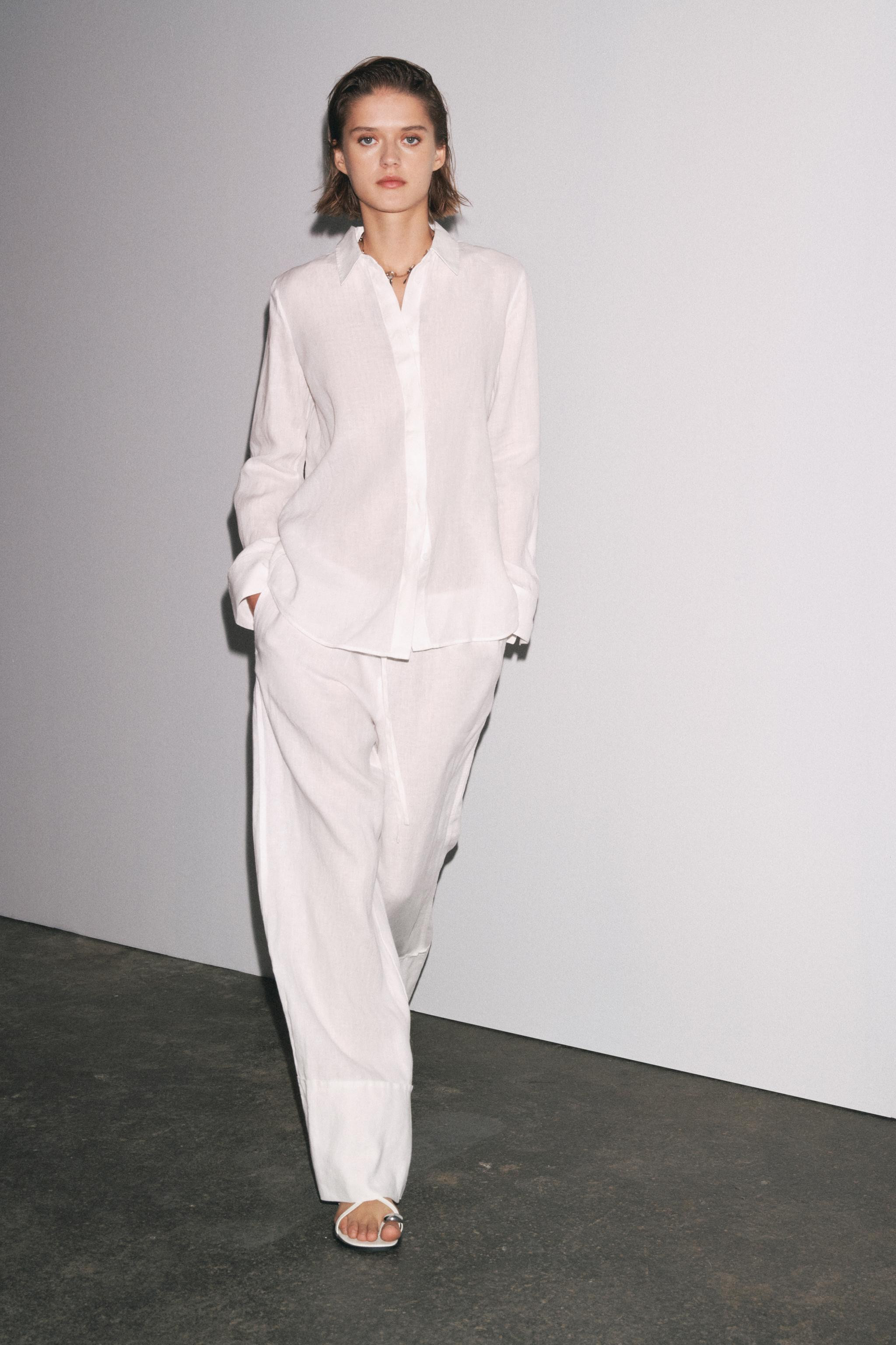 100% LINEN PALAZZO PANTS ZW COLLECTION | Zara US