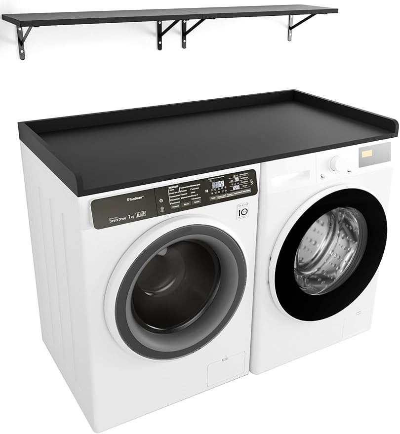 Kaboon Washer Dryer Countertop and Shelves Set, Melamine Countertop with Edge Rails - 27.5" Depth... | Amazon (US)