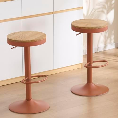 Kidol & Shellder Bar Stools Set of 2 Round Adjustable Swivel Barstools | Modern Backless Bar Chai... | Amazon (US)