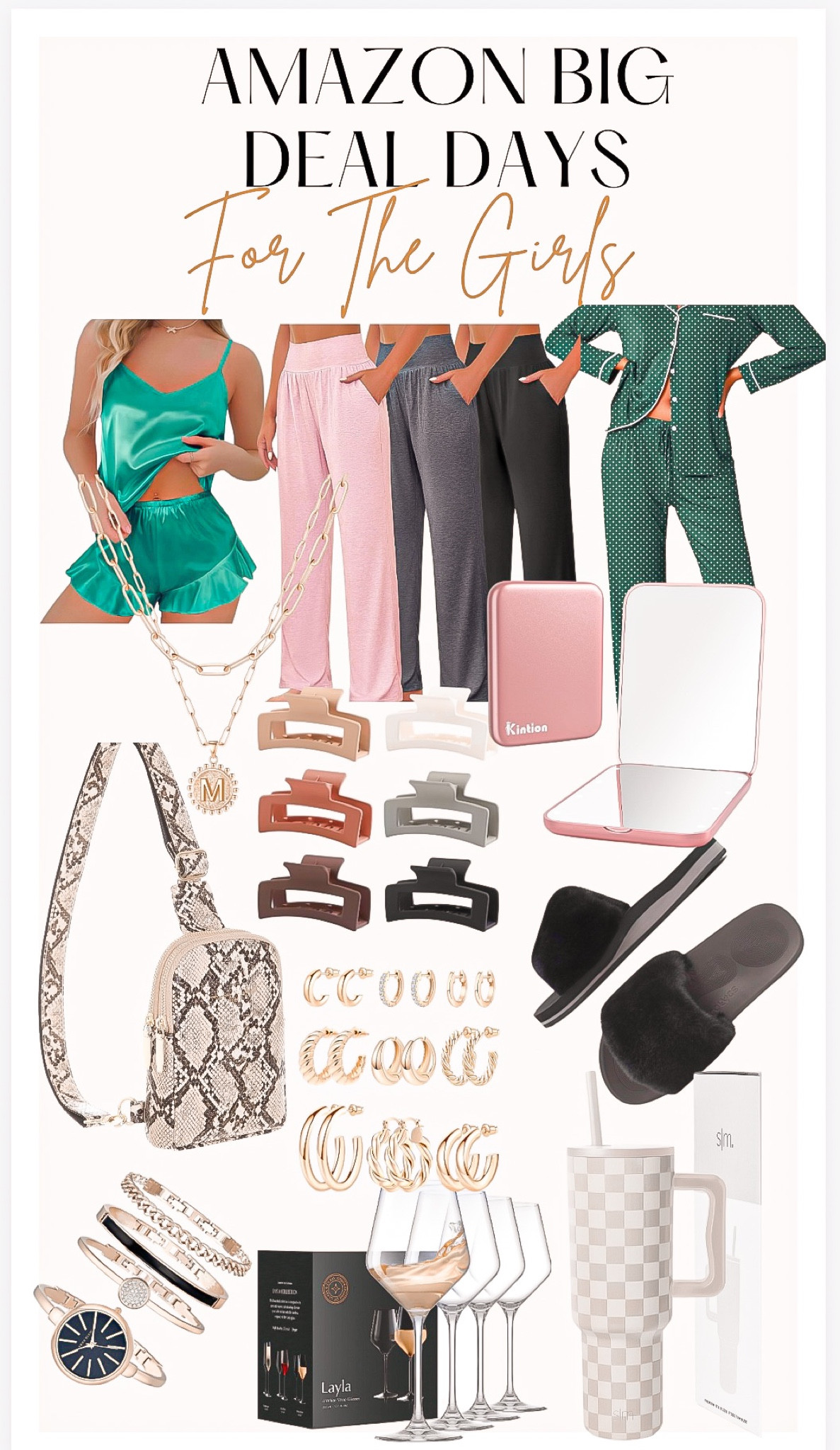 Amazon big deal days 💚
For the girlies 💕

Amazon prime day , Amazon big deal days , pajamas, lounge wear, jogging pants , Christmas pajamas, Womens gifts , gift guide , sling bag, hair clips , slippers, travel mirror , earrings , jewelry, travel mug, simple modern , wine glasses, women’s watch 

#LTKxPrime #LTKfindsunder50 #LTKGiftGuide