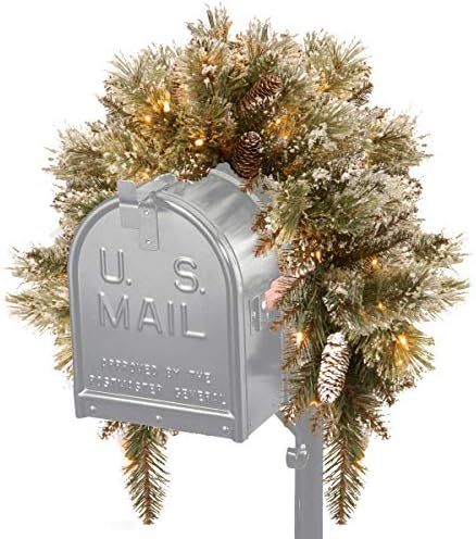 National Tree Company Pre-lit Artificial Christmas Mail Box Swag | Flocked with Mixed Decorations... | Amazon (US)