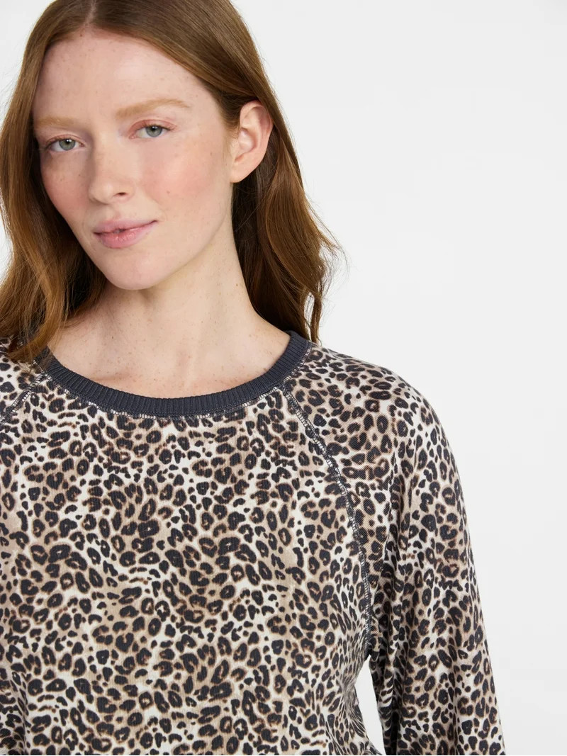 Joyspun Women's Cozy Lounge Collection Hacci Knit Long Sleeve Sleep Top, Sizes XS-3X | Walmart (US)