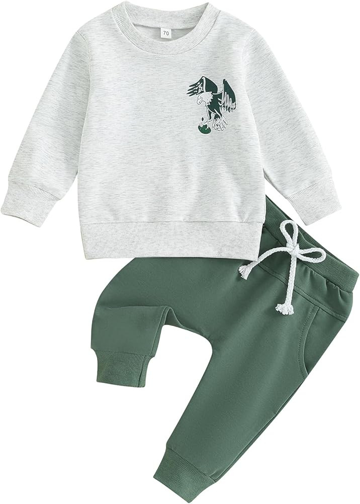 Ehfomius Toddler Baby Boy Football Outfit Sundays Are For the Birds Sweatshirt Pants Set Fall Win... | Amazon (US)