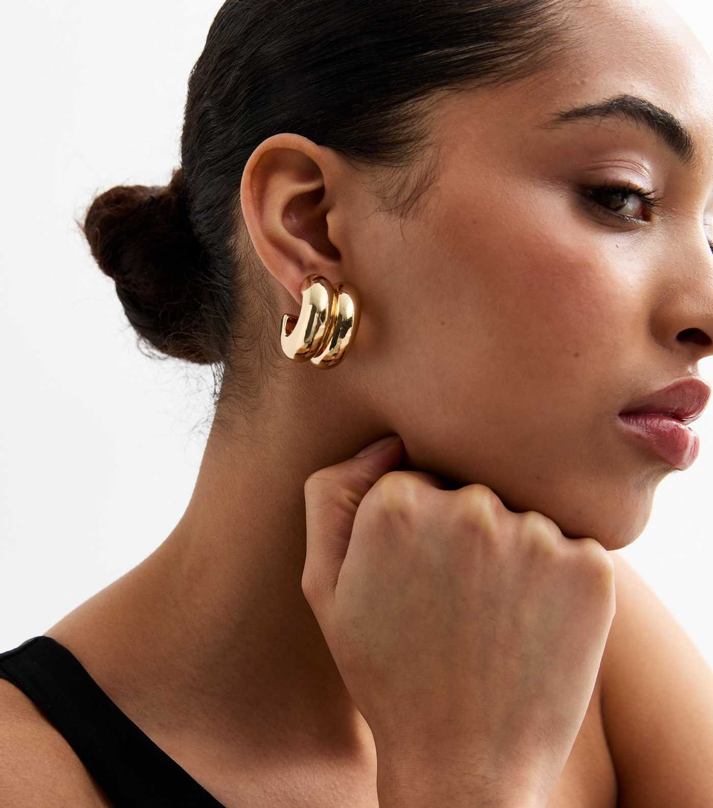 Gold Tone Double Hoop Earrings  | New Look | New Look (UK)