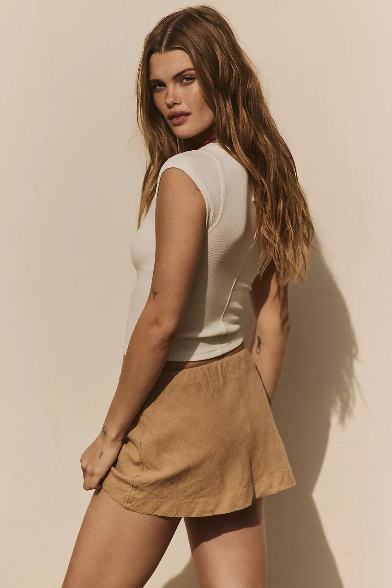 My Little Micro Mini Cotton-Linen Skort | Free People (Global - UK&FR Excluded)