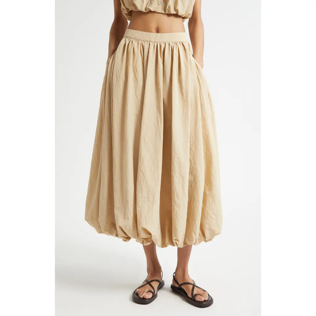 Cinq à Sept Allinae Bubble Hem Nylon Skirt in Khaki at Nordstrom, Size 8 | Nordstrom