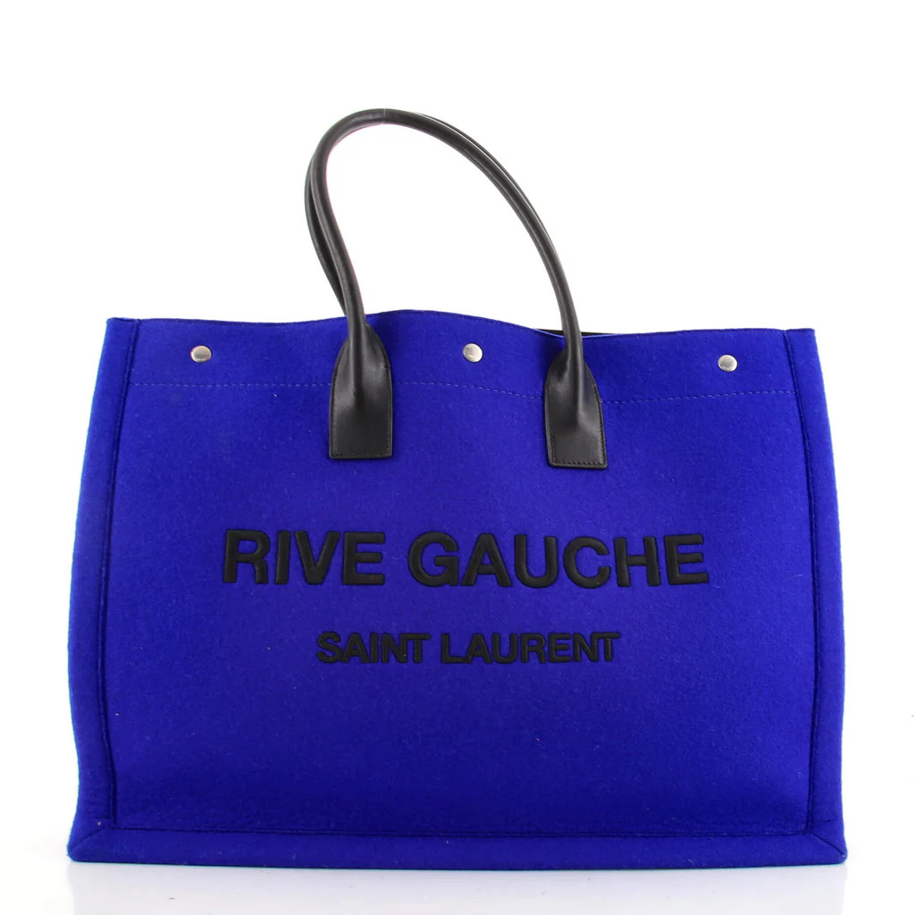 Saint Laurent Rive Gauche Shopper Tote Felt Large Blue 1474401 | Rebag