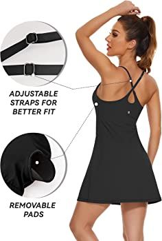 Womens Tennis Dress, 2-in-1 Golf Workout Dress with Built-in Bra & Shorts Pockets, Athletic Dress... | Amazon (US)