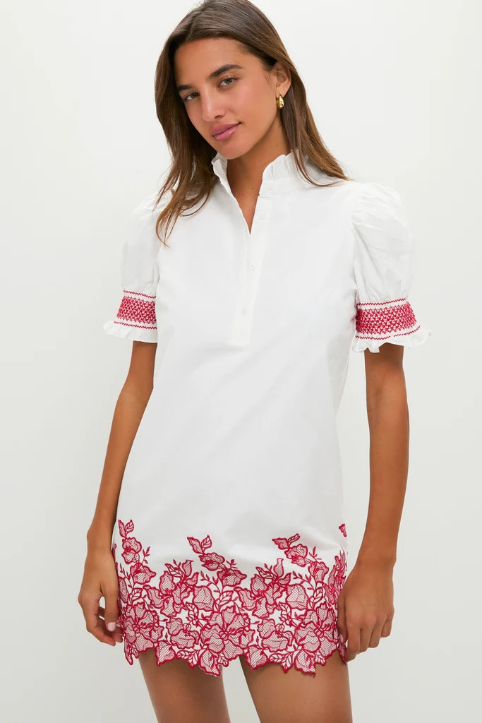 White & Red Embroidery Eliza Mini Dress | Tuckernuck (US)